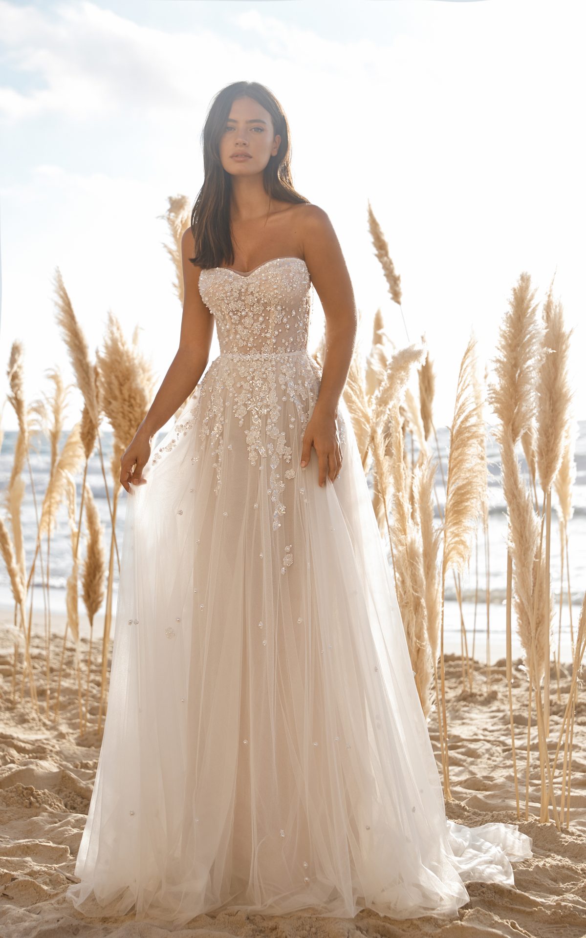 lee-petra-grebenau-kaia-pearl-embellished-tulle-wedding-dress-dimitras-bridal-chicago  - Dimitra's Bridal Couture