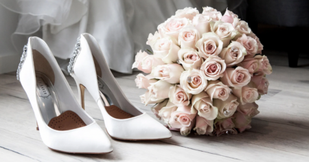 wedding shoes and roses