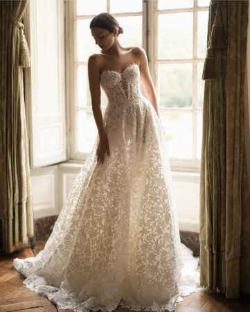 lee petra grebenau lace a-line gown