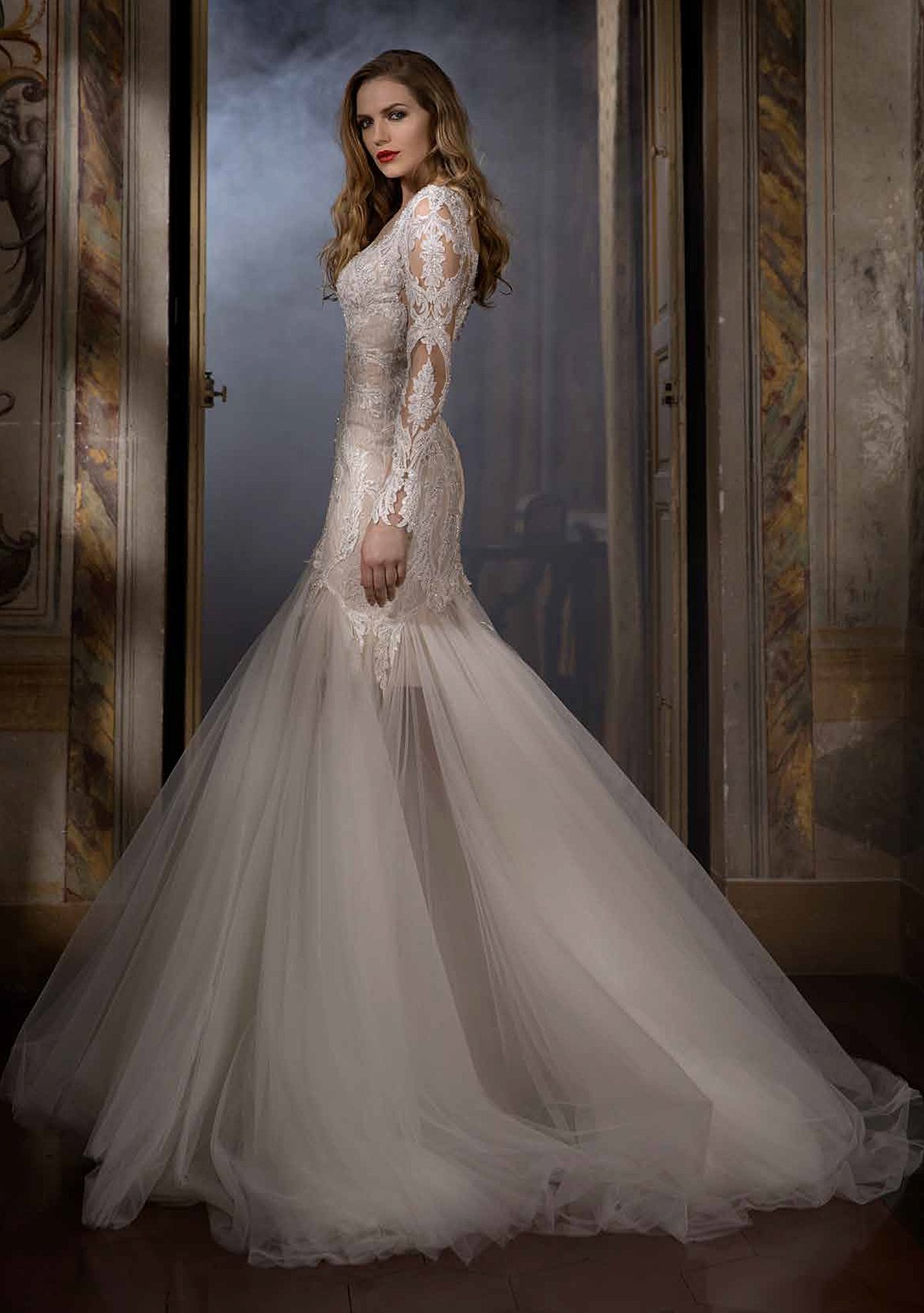 Valentini-Roxanne-Spring-2019-long-sleeve-lace-wedding-dress-with-tulle ...