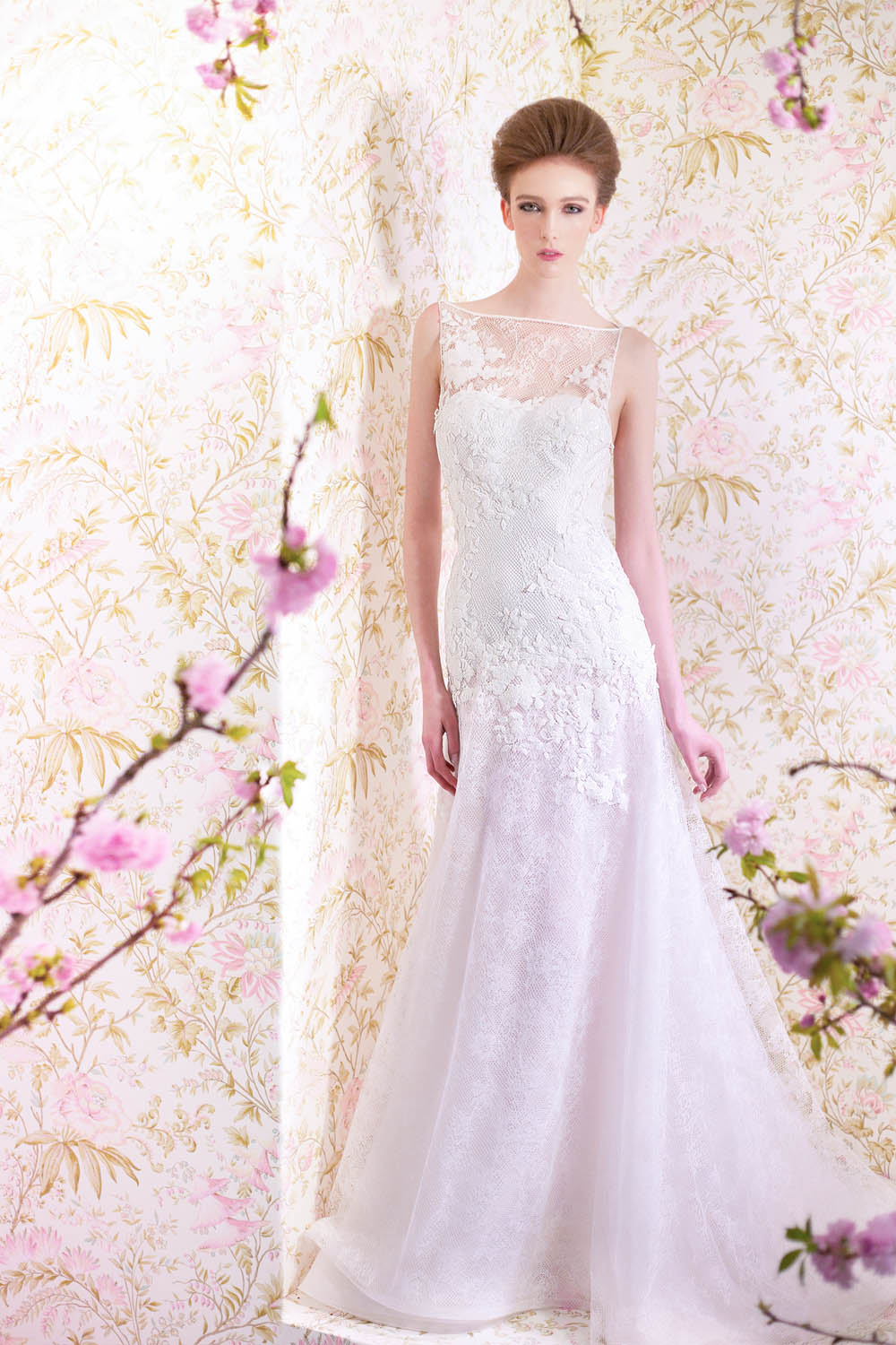 Angel Sanchez Fit And Flare Modified A Line Lace Wedding Gown With
