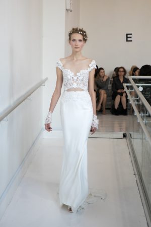 reem-acra-penelope-fall-2017-bridal-sheath-dimitras-bridal-chicago-with-embroidered-lace-bodice-silk-crepe-skirt-and-cut-outs